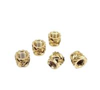 Xuro Écrous d'insertion en laiton massif, 50/100 pièces, M1.6 M2 M2.5 M3 M4, for moulage par injection à chaud, filetage moleté double sergé(M4xL4xOD5.5 50PCs)