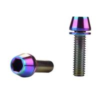 Xuro Lot de 2 à 6 boulons en titane M5 M6 x 16/18/20/25 tête conique avec joint et rondelle for potence vélo(Rainbow,2PCS_M5X20MM)