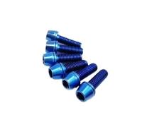 Xuro Lot de 2 à 6 boulons en titane M5 M6 x 16/18/20/25 tête conique avec joint et rondelle for potence vélo(Blue,6PCS_M6X20MM)