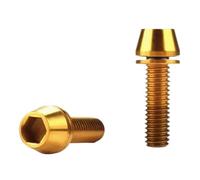 Xuro Lot de 2 à 6 boulons en titane M5 M6 x 16/18/20/25 tête conique avec joint et rondelle for potence vélo(Gloden,2PCS_M5X18MM)
