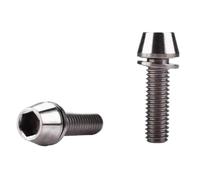 Xuro Lot de 2 à 6 boulons en titane M5 M6 x 16/18/20/25 tête conique avec joint et rondelle for potence vélo(Titanium gray,2PCS_M6X16MM)