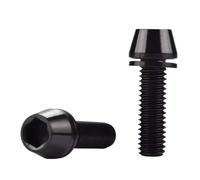 Xuro Lot de 2 à 6 boulons en titane M5 M6 x 16/18/20/25 tête conique avec joint et rondelle for potence vélo(Black,2PCS_M6X16MM)