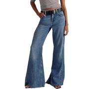 XUSAI Dark Blue,L,Jean Taille Haute à Pattes d'éléphant pour Femme, Coupe Slim Tendance, Ourlet Large épissé, Pantalon en Denim