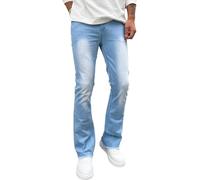 XUSAI Light Blue,M,Jeans Bootcut pour Hommes Taille Moyenne Coupe Stretch Pantalon Large en Denim délavé Classique Jeans évasés