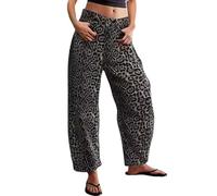 XUSAI Noir,M,Jean Tonneau Léopard pour Femme, Pantalon en Denim Ample Taille Mi-Haute Vintage des Années 90, Jean Boyfriend Baggy Y2K