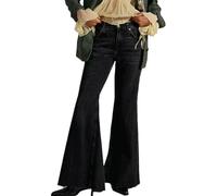 XUSAI Noir,XL,Jean Taille Haute à Pattes d'éléphant pour Femme, Coupe Slim Tendance, Ourlet Large épissé, Pantalon en Denim