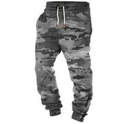 XUSAI Pantalon de survêtement en Polaire Vintage pour Hommes, Camouflage, décontracté, Ample, avec Cordon de Serrage, Pantalon de Jogging,Gris,3XL