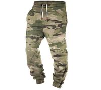 XUSAI Pantalon de survêtement en Polaire Vintage pour Hommes, Camouflage, décontracté, Ample, avec Cordon de Serrage, Pantalon de Jogging,Vert,XXL
