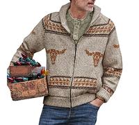 XUSAI Pull Cardigan Coupe décontractée pour Homme à Manches Longues avec Fermeture éclair et Poches,Beige,XXL