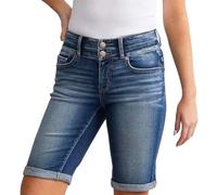XUSAI Short en Jean Slim Extensible Taille Haute pour Femme, Bermuda décontracté d'été,Bleu,XXL