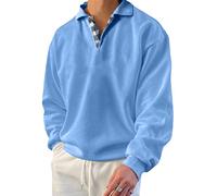 XUSAI Sweat-Shirt à Manches Longues à Revers à la Mode pour Hommes,Bleu,4XL