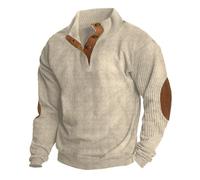 XUSAI Sweat-Shirt Cowboy Vintage Patchwork pour Hommes, Manches Longues, col Montant, Bouton 1/4, Pull Occidental à Capuche,E,XXL
