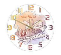 XUSANSHI 12 Pouces Horloge Horloge Murale Acrylique Exclusive sur Le thème du Pain Baguette française pour Boulangerie Boulanger Horloge Murale silencieuse d'œuvres d'art imprimées à l'aquarelle