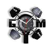 XUSANSHI 30cm Horloge Murale Gym Haltérophilie Vinyle LP Record Horloge Murale Centre de Fitness Musculation Art Décor Entraînement Vintage Vinyle Disque Artisanat Montre Murale