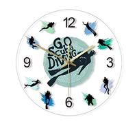XUSANSHI 30CM Horloges Silencieuses Aller plongée sous-Marine Horloge Murale Minimaliste Aventure sous-Marine Art Mural plongée en apnée océan décor à la Maison plongée en Haute mer Horloge silencieu