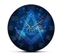 XUSANSHI 30CM Horloges Silencieuses Franc-maçon Logo Silencieux Non-Ticking Horloge Murale maître maçon décor à la Maison Suspendu Montre Murale Chevaliers Templiers Loge maçonnique Art Mural