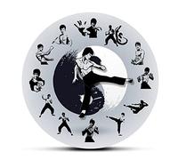 XUSANSHI 30CM Horloges Silencieuses Yin Yang Chinois Kung Fu Horloge Murale Arts Martiaux décor à la Maison Kung Fu maître Aiguilles Mobiles Montre Murale Mouvement Silencieux