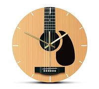 XUSANSHI 30CM Ronde Horloge Guitare Acoustique décorative Horloge Murale Instrument de Musique Minimaliste décor à la Maison Silencieux Montre Murale Musicien Studio Guitariste Cadeau