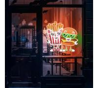 Xusdamyj Burgers et frites néon caractères frites hambourg signe restaurant lumières LED français frites art mural décors