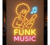 Xusdamyj Funk Music - Panneau néon à LED - Pour les maisons de live, les trous d'homme, les fêtes, les studios de musique, la maison, les clubs