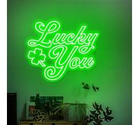 Xusdamyj Lucky You - Panneau néon LED à quatre feuilles personnalisable - Décoration murale pour la maison