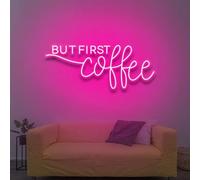 Xusdamyj Mais d'abord café Panneau néon, panneau LED café, panneau néon personnalisé, décoration murale café, cadeaux pour les amateurs de café, art mural pour café avec lumière LED