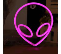 Xusdamyj Panneau néon Alien - 1 lampe frontale Alien - Alimentation par USB ou 3 piles AA - Panneau néon amusant pour chambre à coucher, salle de jeu, esthétique