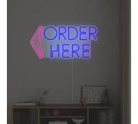 Xusdamyj Panneau néon personnalisé pour applique murale « Commandez ici » pour café ou restaurant