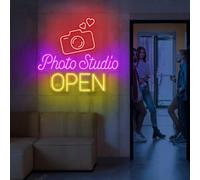 Xusdamyj Studio de photo Ouvrir les photos Signal de Caméra LED Signes Studio Wall Art Extérieur Business Panneau ouvert
