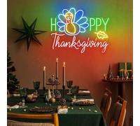 Xusdamyj Turquie Joyeux Thanksgiving Néon Signe Citrouille LED Signes Décor, caractères personnalisés