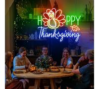 Xusdamyj Turquie Joyeux Thanksgiving Néon Signe Citrouille LED Signes Décor, caractères personnalisés