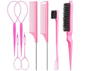 Xushengsheng Peigne à queue de rat dans le style, peigne à poils 1 pièce et peigne arrière lisse, brosse de contrôle des bords 1 pièce