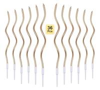 XUSSMM Lot de 36 bougies d'anniversaire en spirale doré champagne - Bougies d'anniversaire pour enfants - Bougies pour gâteau - Bougies merveilleuses pour anniversaire - Décoration de fête de mariage