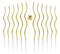 XUSSMM Lot de 36 bougies d'anniversaire en spirale dorée - Pour gâteau - Bougies d'anniversaire pour enfants - Bougies merveilleuses pour anniversaire - Décoration de fête de mariage