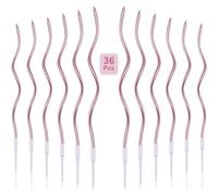 XUSSMM Lot de 36 bougies d'anniversaire en spirale or rose - Bougies d'anniversaire pour enfants - Bougies pour gâteau - Bougies merveilleuses pour anniversaire - Décoration de fête de mariage
