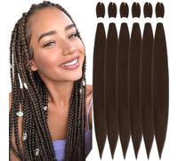 Xusuperb 30 Pouces Long Extensions de Cheveux Tressés Pré-étirés Brun Chocolat Foncé Couleur #4 EZ Braids Meches Cheveux pour Tresses Africaine 6 Paquets Kanekalon Marron Foncé Yaki Nattes Cheveux(4#)