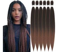 Xusuperb 30 Pouces Long Rajout Cheveux Tressés Pré-étirés Ombre Brun Foncé Kanekalon Easy Braids Extensions Meches Cheveux pour Tresses Africaine 6 Paquets Synthétique Yaki Nattes Cheveux(T1B/30#)