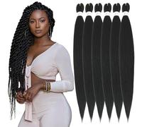Xusuperb Braids Meches Cheveux pour Tresses Africaine Noir Naturelles 26 Pouces Kanekalon Rajout Cheveux Tressés Pré-étirés 6 Paquets Lisse Knotless Yaki Nattes Tressage Extensions de Cheveux(1B)