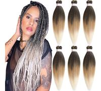 Xusuperb Courte Extensions de Cheveux Tressés Pré-étirés 20 Pouces Ombré Noir à Blond 6 Paquets Kanekalon EZ Braids Meches Rajout Cheveux pour Tresses Africaine Naturel Nattes Cheveux(T1B/27/613#)