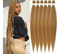 Xusuperb Rajout Cheveux Tressés Pré-étirés 30 Pouces Blond Foncé Couleur #27 Kanekalon Easy Braids Meches Cheveux pour Tresses Africaine 6 Paquets Synthétique Yaki Nattes Extensions de Cheveux(27#)