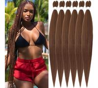 Xusuperb Rajout Cheveux Tressés Pré-étirés 30 Pouces Brun Couleur #30 Long Kanekalon Easy Braids Meches pour Tresses Africaine Marron Clair 6 Paquets Synthétique Yaki Nattes Extensions de Cheveux(30#)