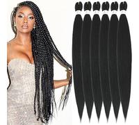 Xusuperb Rajout Cheveux Tressés Pré-étirés Noir Naturelles Black 30 Pouces Long Kanekalon Easy Braids Meches Cheveux pour Tresses Africaine 6 Paquets Knotless Yaki Nattes Extensions de Cheveux(1B#)