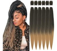 Xusuperb Rajout Easy Braids Meches Cheveux pour Tresses Africaine Blond Ombré Pré-étirés 26 Pouces pour Femme 6 Paquets Lisse Kanekalon Synthétique Knotless Nattes Extensions de Cheveux(T1B/27#)