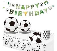 Xusxes 83 Pièces Vaisselle De Fête De Football, Vaisselles Jetables De Fête Football, Assiette Carton Anniversaire, Assiettes Gobelets Anniversaire, Vaisselle D'anniversaire pour 20 invités