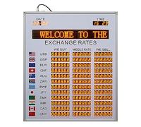 XUTNZA Affichage des Taux Change pour 12 Pays, Horloge Mondiale À LED avec Taux D'achat/Moyen/Vente, Transfert Contenu sur Disque Dur, Mise À Jour Automatique, Mémoire Mise Hors Tension