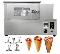 XUTNZA Machine Fabrication Cornets Pizza,Machine À Cornets Gaufres Commerciale avec 5supports Rotatifs,température Et Sortie Réglables:12pièces/3min, Chauffage Uniforme À 360°,goût Fait Main Simulé