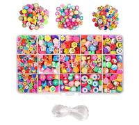 xutong 990 pièces - Kit de fabrication de bracelets, de perles en forme de smiley pour fabrication de bijoux, bracelets, accessoires de bricolage, bijoux créatifs pour