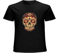 XUTSE Skull Day of The Dead Diamond Mexican Gothic Dia Los Muertos Shirts Breathable T Shirt Black S