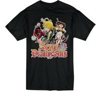 XUTSE The Seven Deadly Sins T-Shirt Casual Graphic Tops Black L