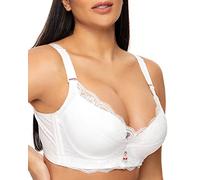 Xuvozta Soutien-Gorge Push-up pour Femme - Plus Size - Dentelle Florale - Soutien-Gorge Everyday - Bande Large - Blanc - 80B
